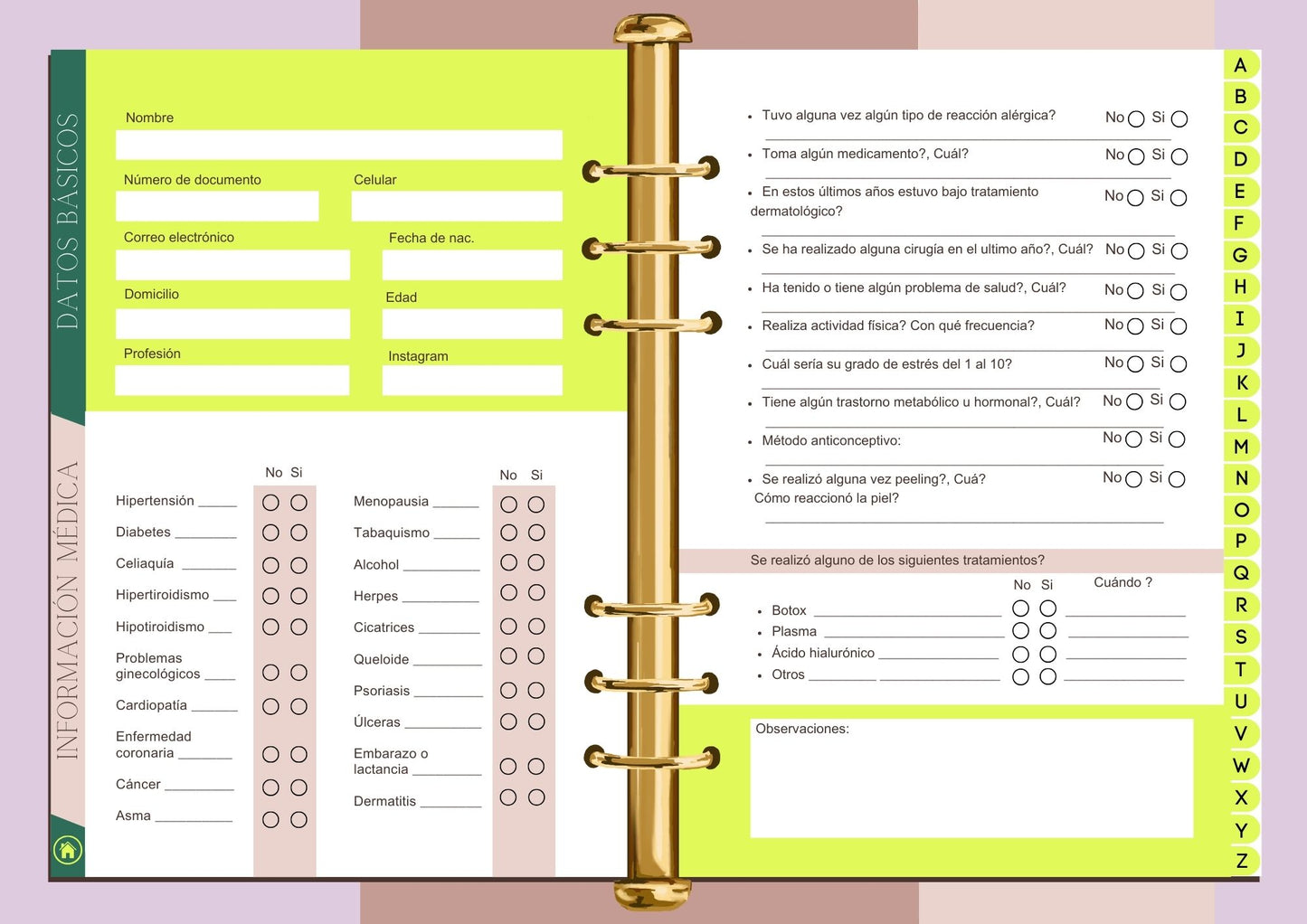 Ficha / Agenda Cosmetológica